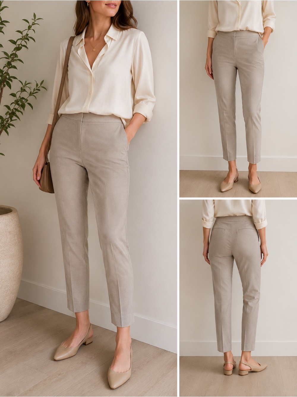Brunello Cucinelli Beige Ankle Dress Pants US 6 Italy Quiet Luxury Tailored